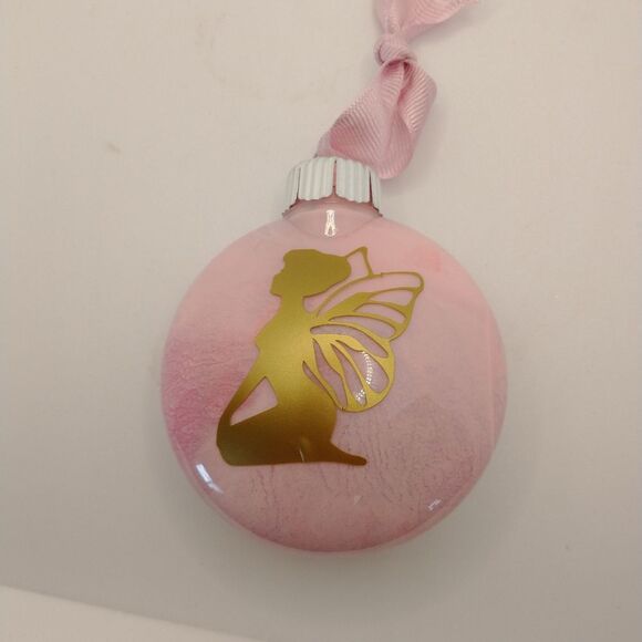 Hand Crafted Christmas Ornament Fairy Pink Plastic Bulb - Picture 2 of 5